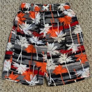 Tropical Kids Swim Trunks - Orange, Black, Gray